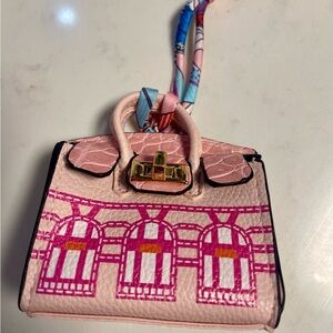 Pink mini handbag key chain